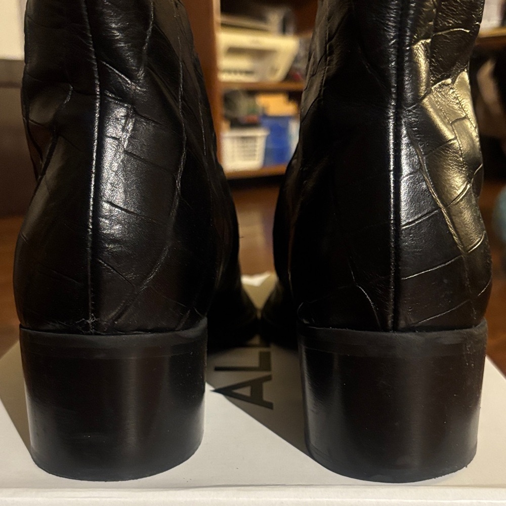 Aldo Black Textured Leather Boots - Picture 2 of 7